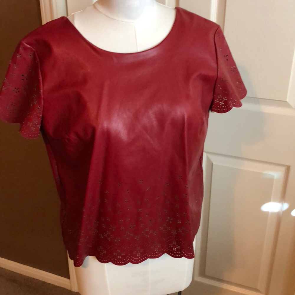 Chelsea & Violet burgundy pleather top